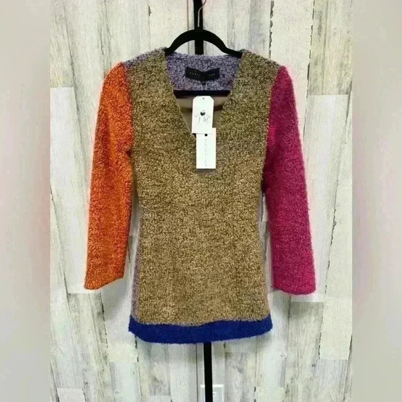 Tweed Color Block Mini Dress NWT - Picture 1 of 6
